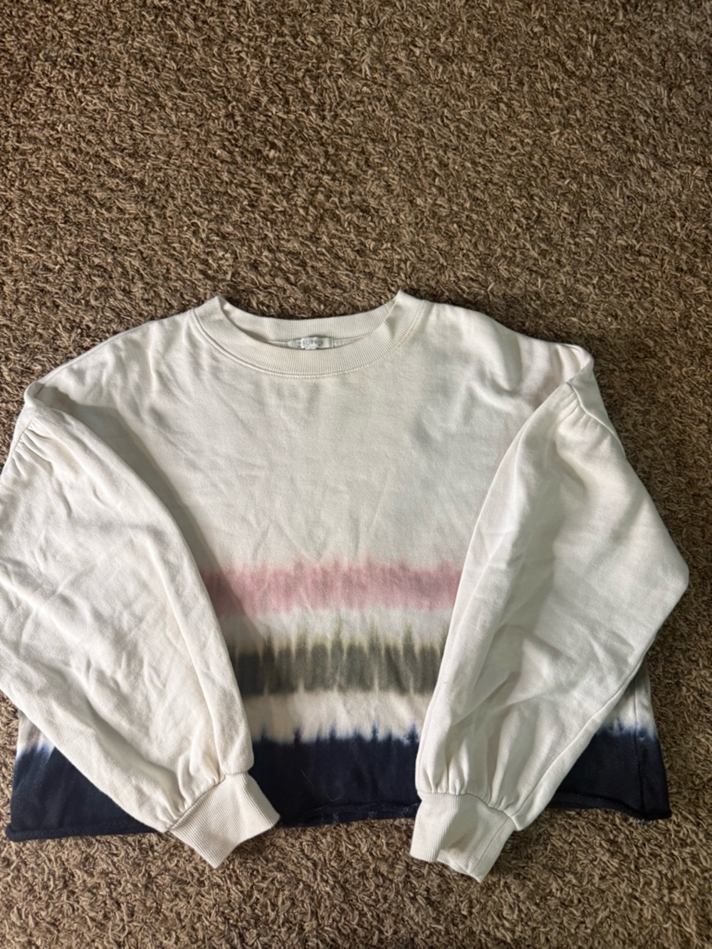 Z Supply Tie Dye Cropped Sweatshirt Balloon Sleeve Size Small